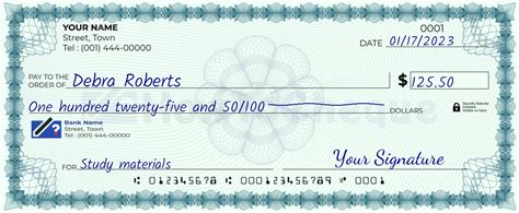 Six Steps to Write a Check for $125.00 (US dollars).